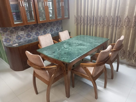 Mahohgany Wooden Marble Dining Table 5ft*3ft.