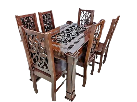 Glass Top Dining Table/ MDF Dining Table/6 Chair Wooden Dining table
