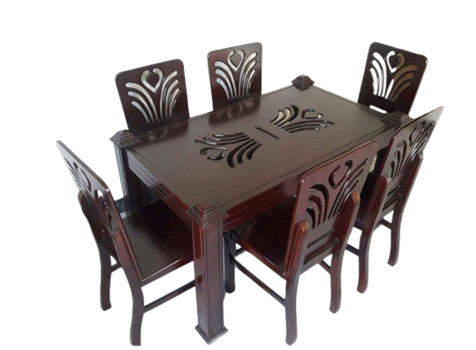 MDF Dining Table/6 Chair Wooden Dining table/ Glass Top Dining Table