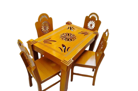 Low Budget Dining Table/4 Chair Dining table/ Glass Top MDF Dining Table