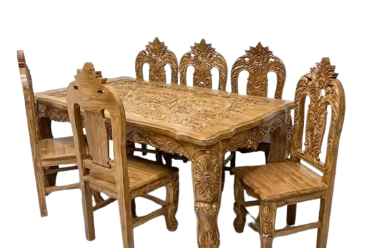6 Chair Mehgony Wooden Dining Table. Victoria Design Dining Table.
