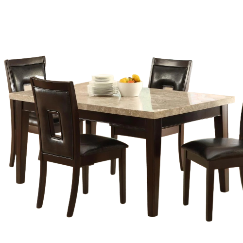 4 Chair Mahogany Wooden Marble Top Dining Table
